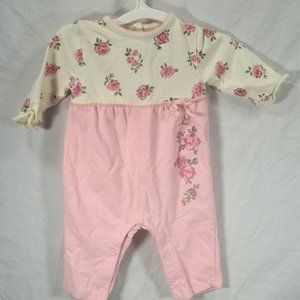 Baby girl size 3-6 months cream pink roses long sleeve one piece
